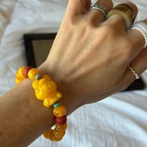 Russia Sourced Amber Bear Cute Beaded Bracelet 10mm